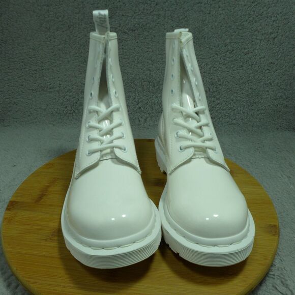 Dr. Martens 1460 Mono White Patent Leather Boots Woman's Size 7 26728100 - Picture 3 of 10